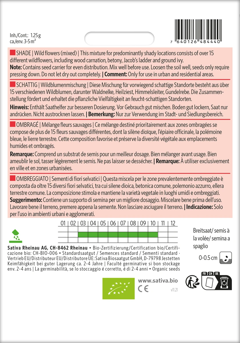Wildblumenmischung Schattig | BIO Wildblumensamen Von Sativa Rheinau 1 Wildblumenmischung Schattig | BIO Wildblumensamen Von Sativa Rheinau