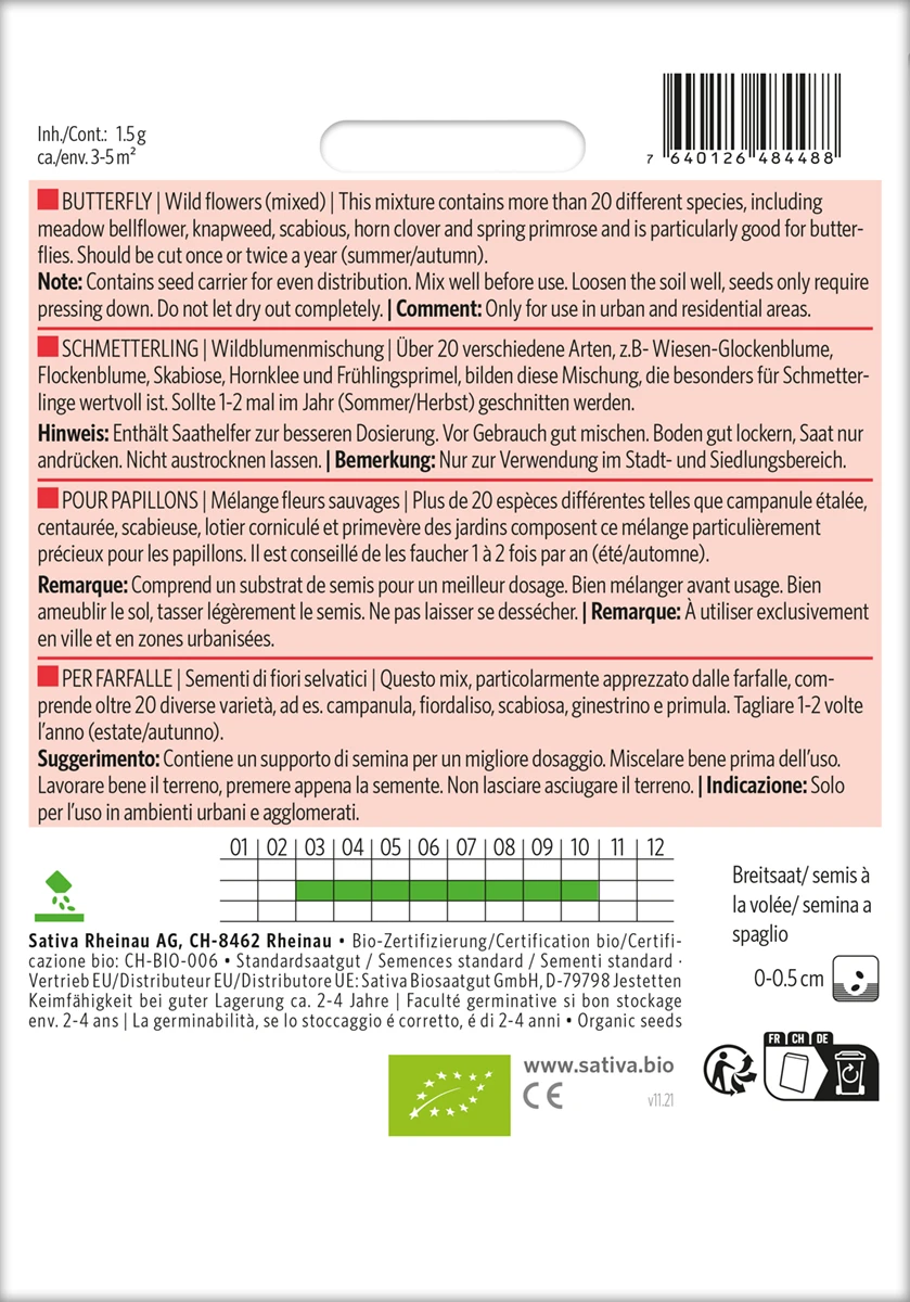 Wildblumenmischung Schmetterling | BIO Wildblumensamen Von Sativa Rheinau 1 Wildblumenmischung Schmetterling | BIO Wildblumensamen Von Sativa Rheinau