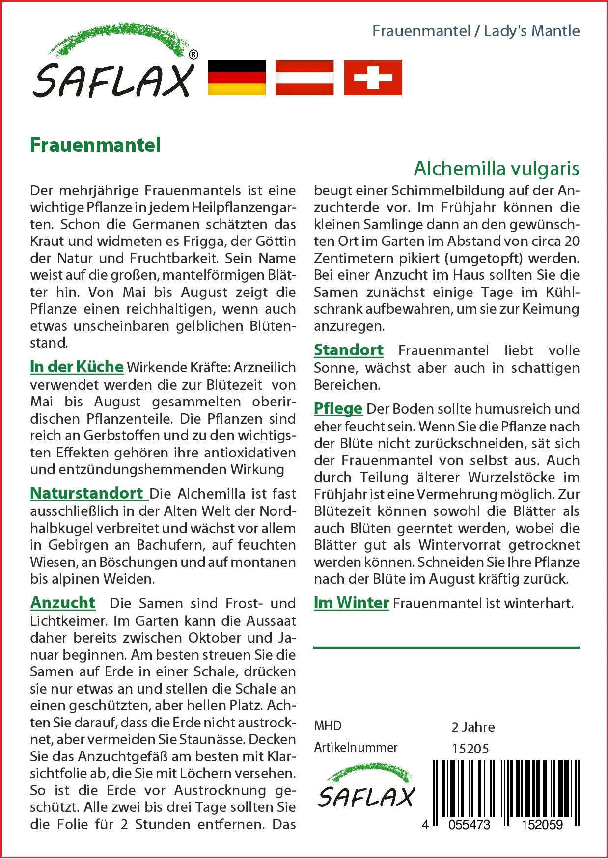 Frauenmantel | Heilpflanzensamen Von Saflax 2 Frauenmantel | Heilpflanzensamen Von Saflax – Bild 2